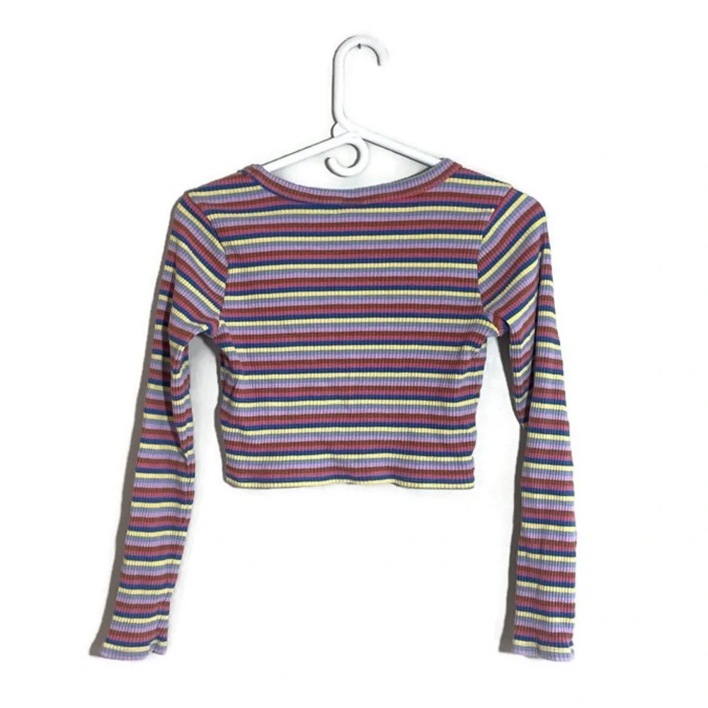 Wild Fable Striped Ribbed Crop Top Size Small - Picture 2 of 4